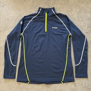 Benger Blue 1/4 Zip Pullover Athletic Baselayer Activewear Top For Men Size M